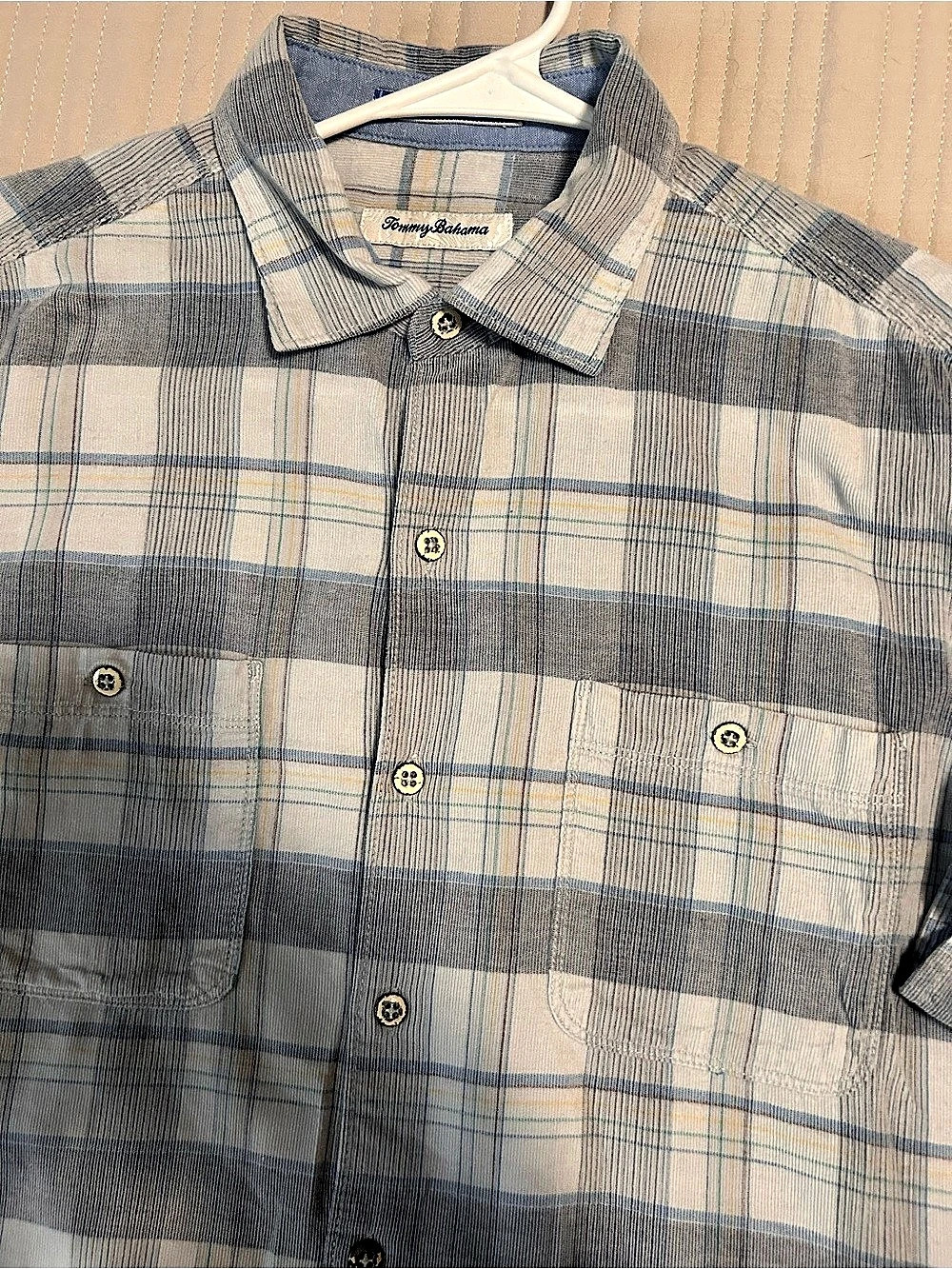 Tommy Bahama Plaid Cotton Button Down Size Medium